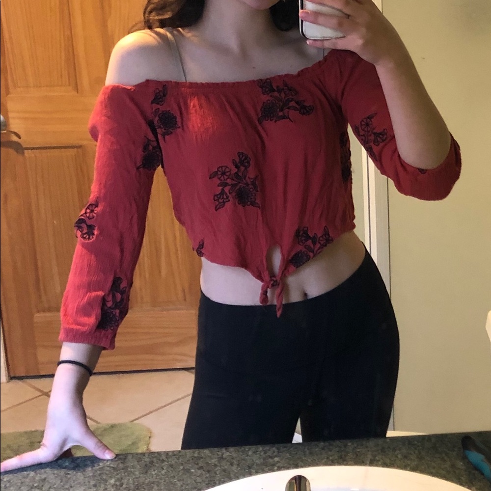 L.A Hearts Off the Shoulder Flower Printed Blouse